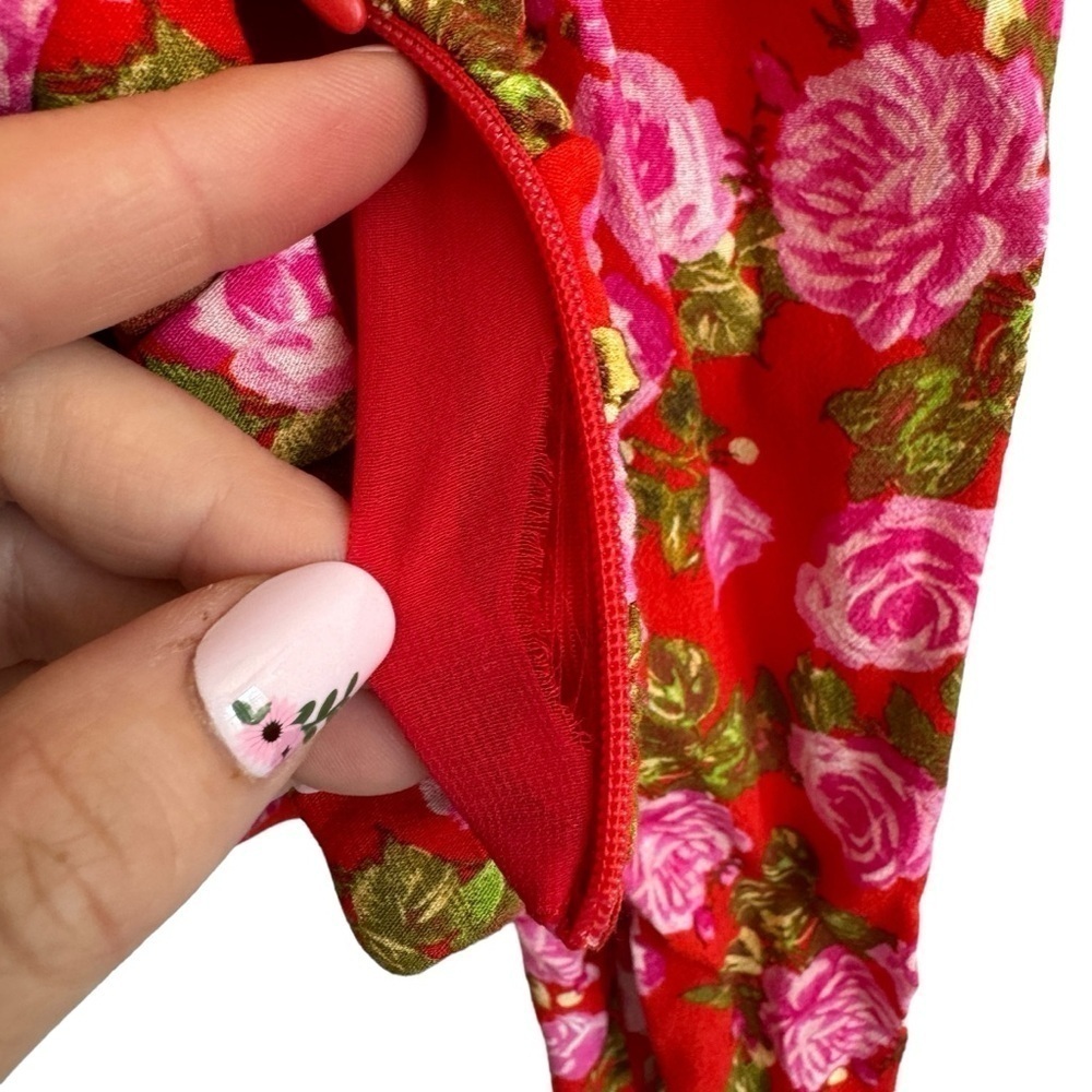 Zara Floral Draped Long Sleeve Bustier Style Crop Top, Size S - Picture 9 of 12